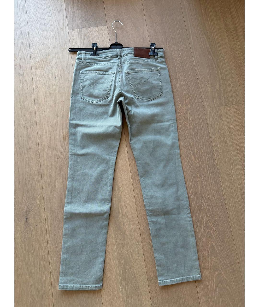 BRUNELLO CUCINELLI Хаки хлопковые прямые джинсы, фото 2