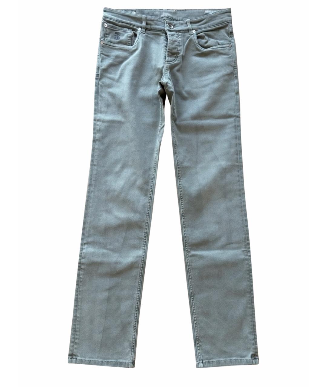 BRUNELLO CUCINELLI Хаки хлопковые прямые джинсы, фото 1