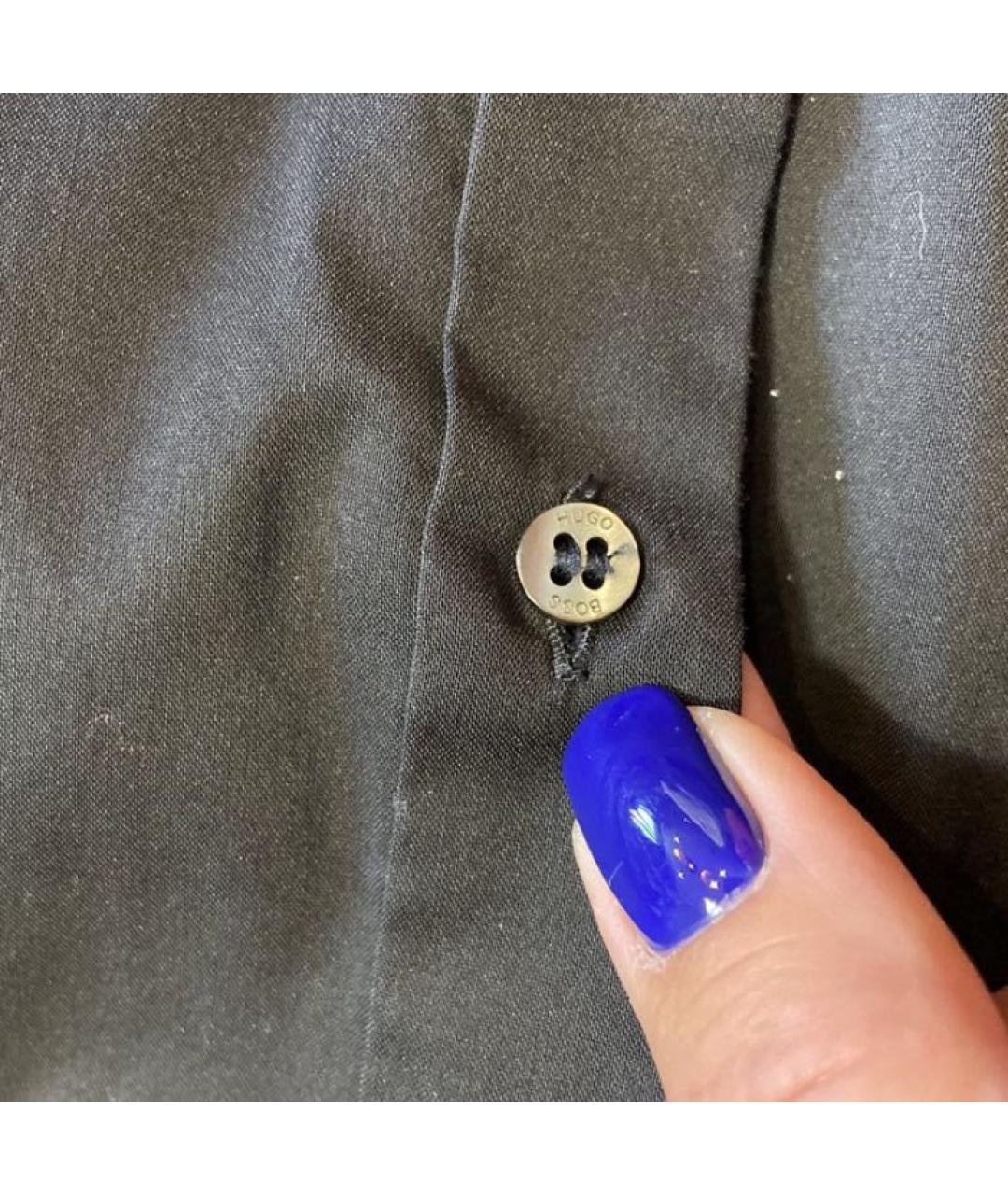 HUGO BOSS Черная хлопковая рубашка, фото 4