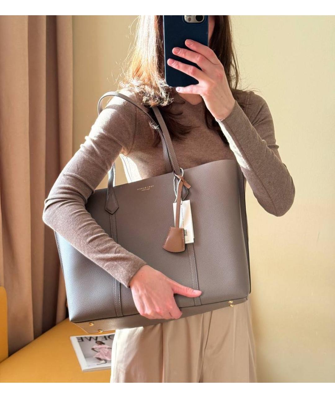 TORY BURCH Коричневая кожаная сумка тоут, фото 6