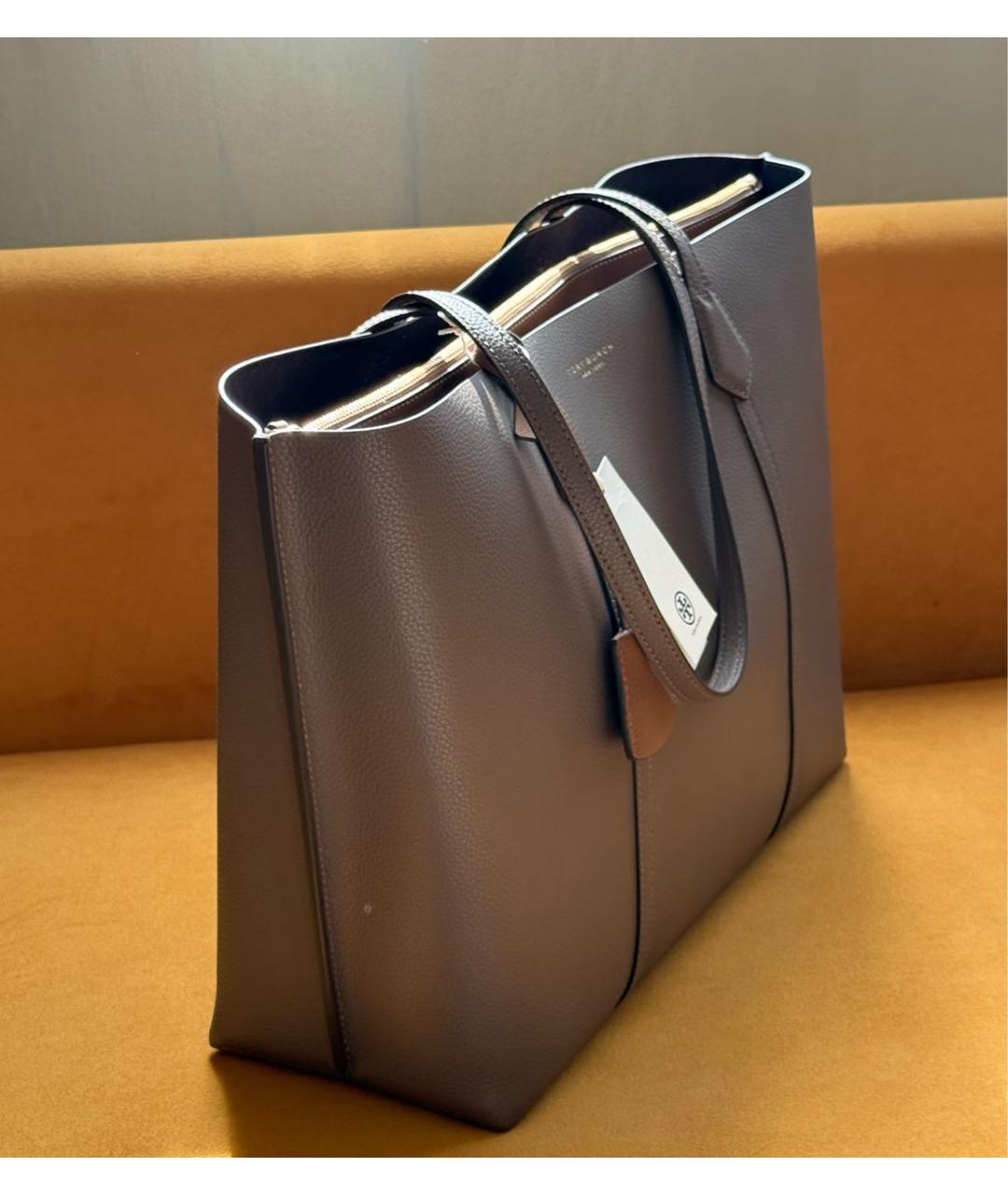 TORY BURCH Коричневая кожаная сумка тоут, фото 2