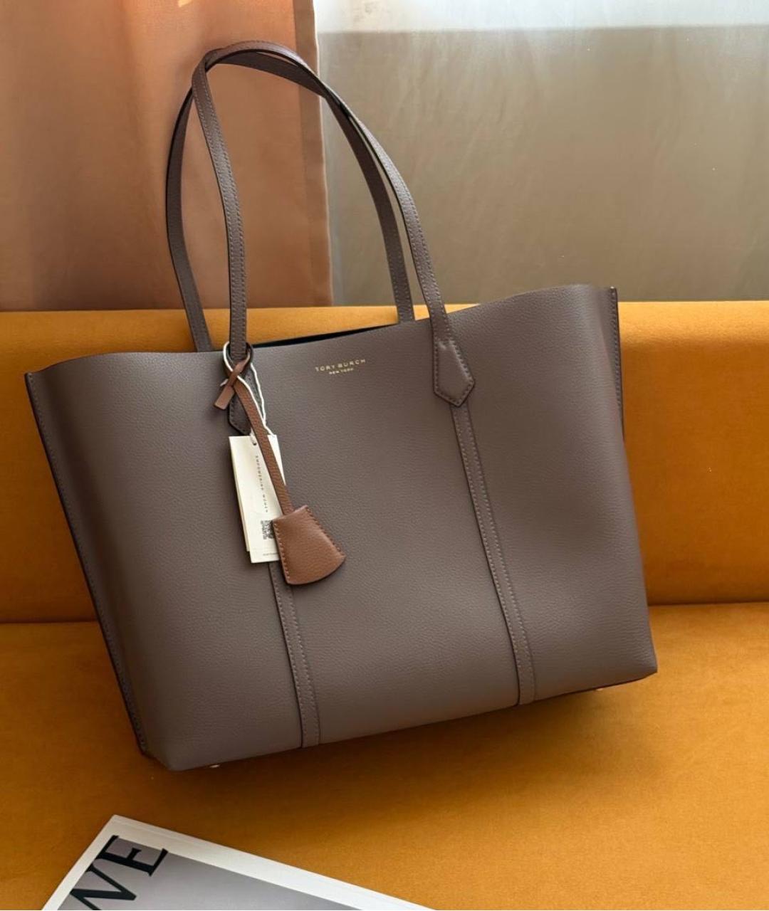 TORY BURCH Коричневая кожаная сумка тоут, фото 5