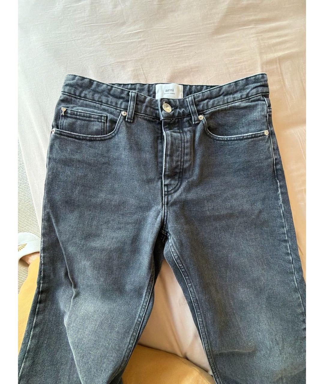 Ami Paris Черные хлопковые прямые джинсы, фото 4