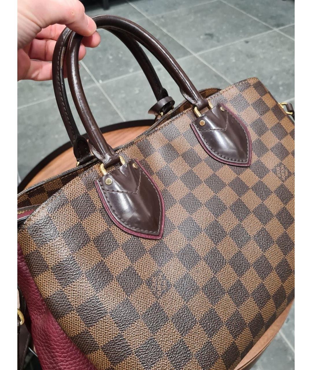 LOUIS VUITTON Коричневая кожаная сумка с короткими ручками, фото 7