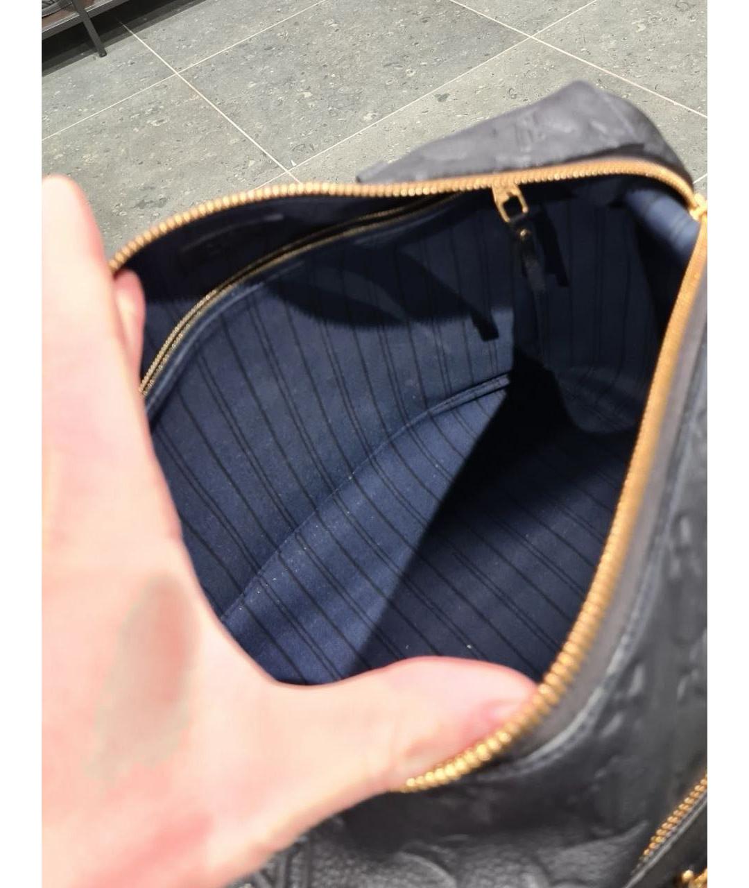 LOUIS VUITTON Черная кожаная сумка с короткими ручками, фото 5