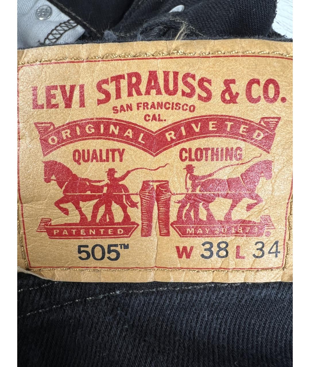 LEVI'S Черные хлопковые прямые джинсы, фото 4