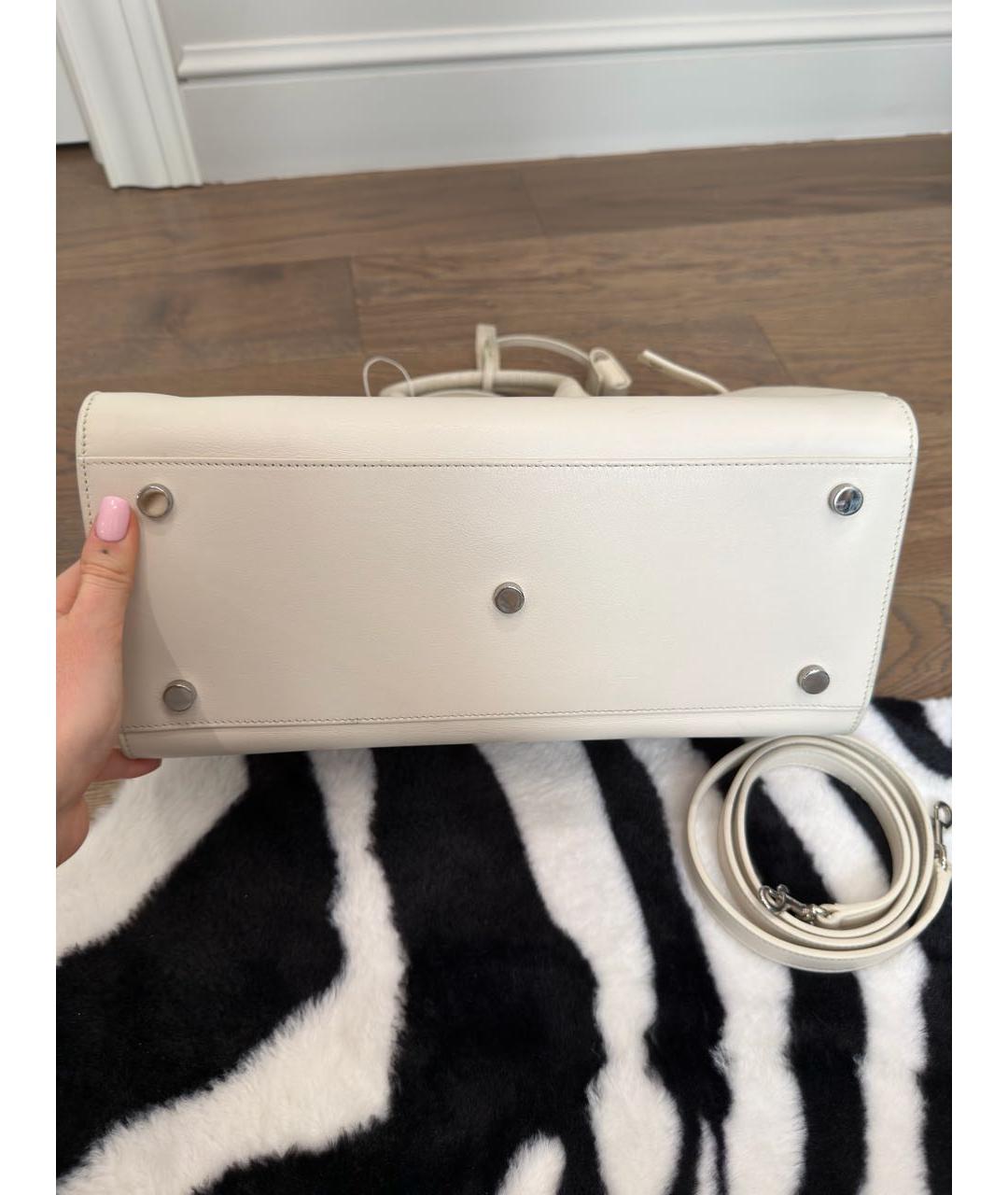 SAINT LAURENT Белая кожаная сумка с короткими ручками, фото 4