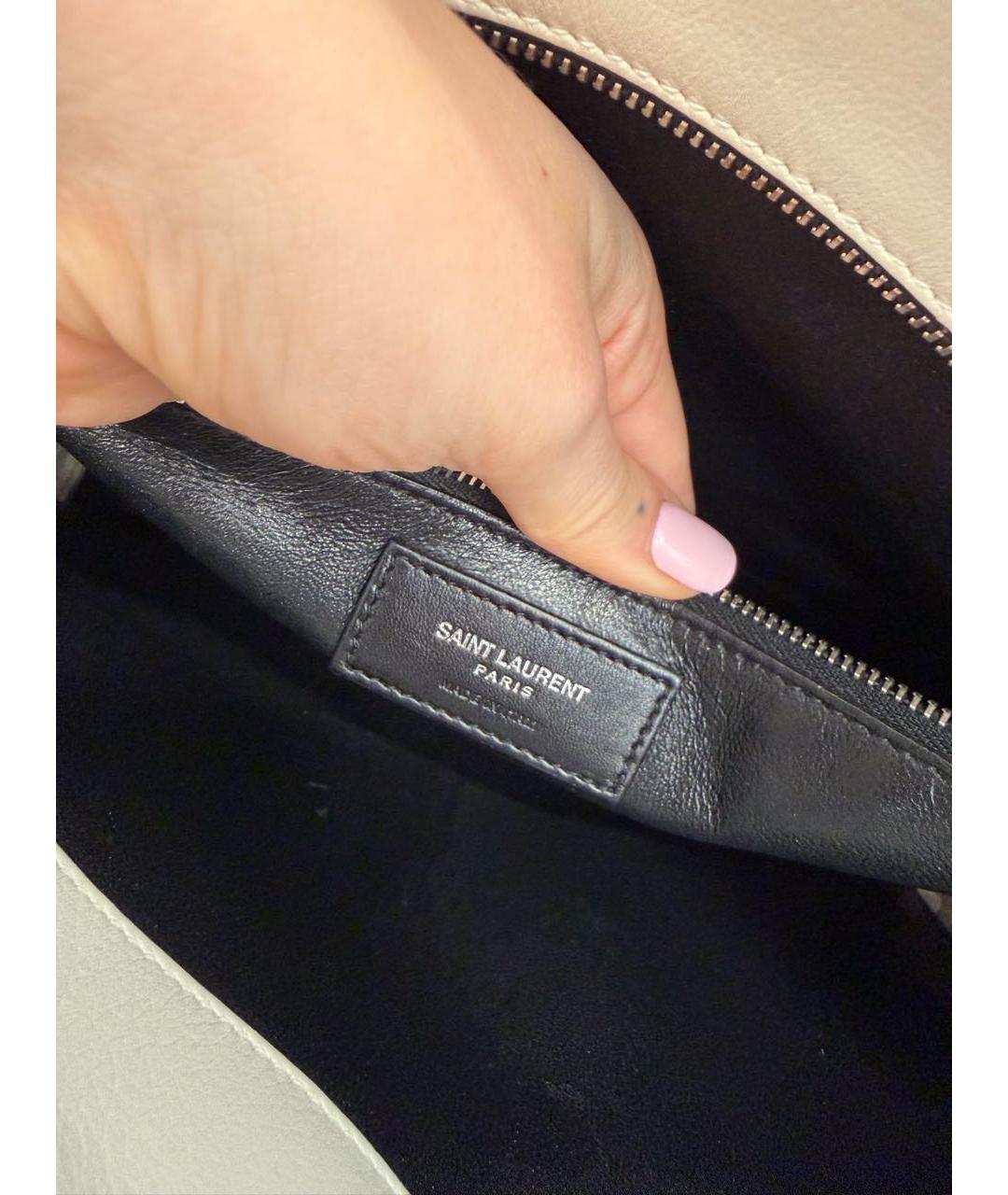 SAINT LAURENT Белая кожаная сумка с короткими ручками, фото 7