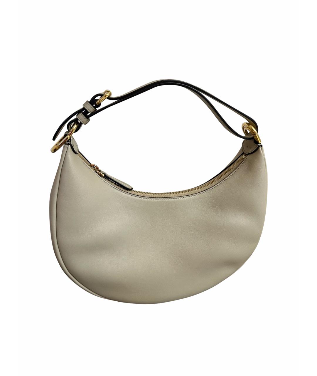 FENDI Бежевая кожаная сумка с короткими ручками, фото 1