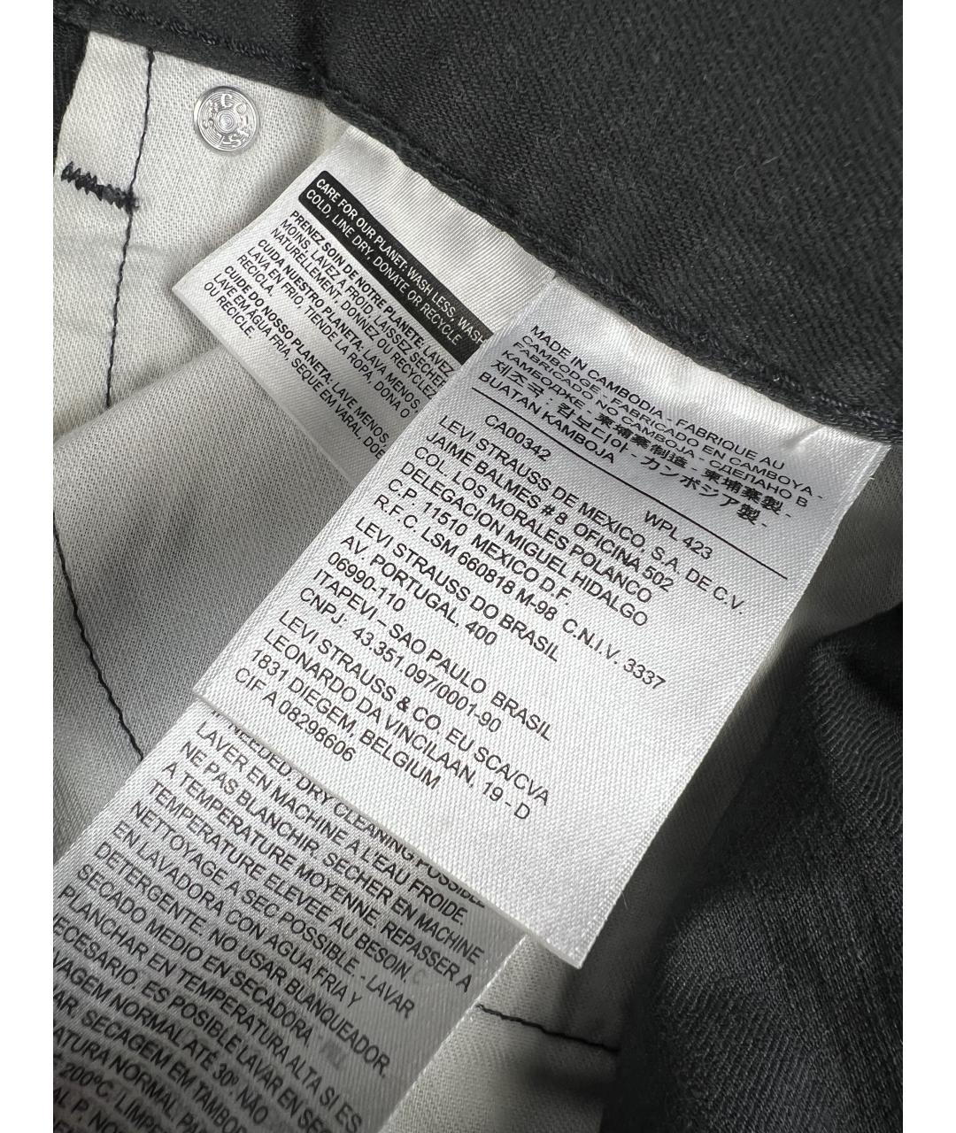 LEVI'S Черные хлопковые прямые джинсы, фото 5