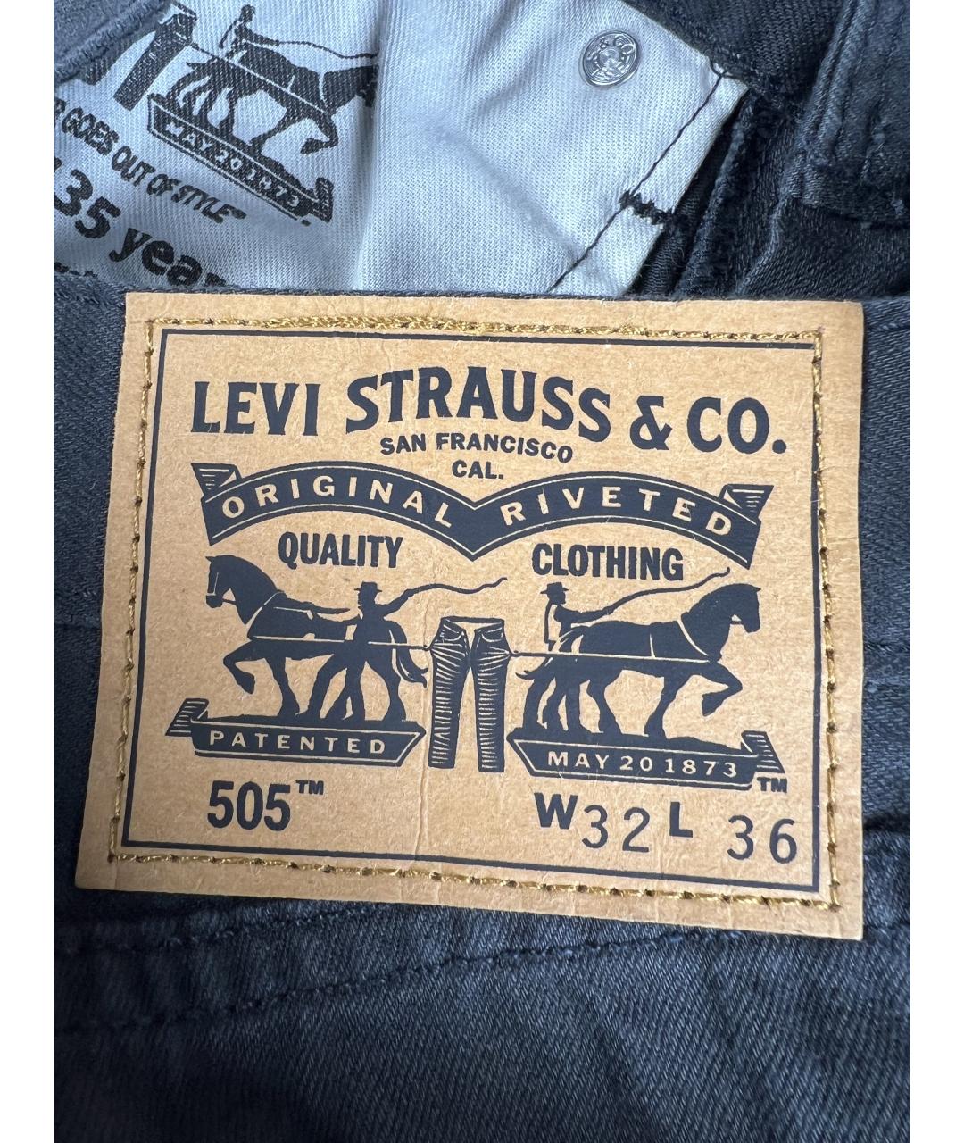 LEVI'S Черные хлопковые прямые джинсы, фото 4