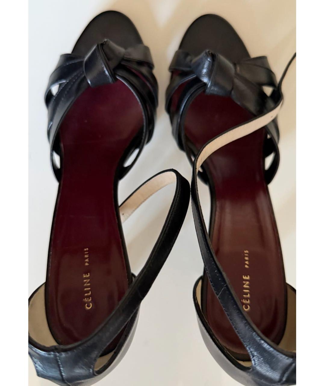 CELINE Черные кожаные босоножки, фото 3