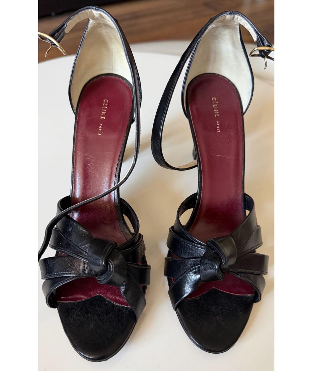 CELINE Черные кожаные босоножки, фото 2