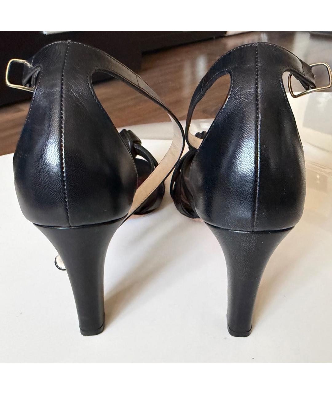 CELINE Черные кожаные босоножки, фото 4