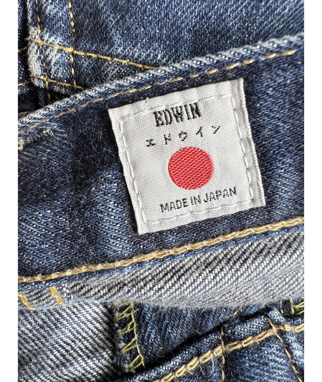 EDWIN Синие хлопковые прямые джинсы, фото 5