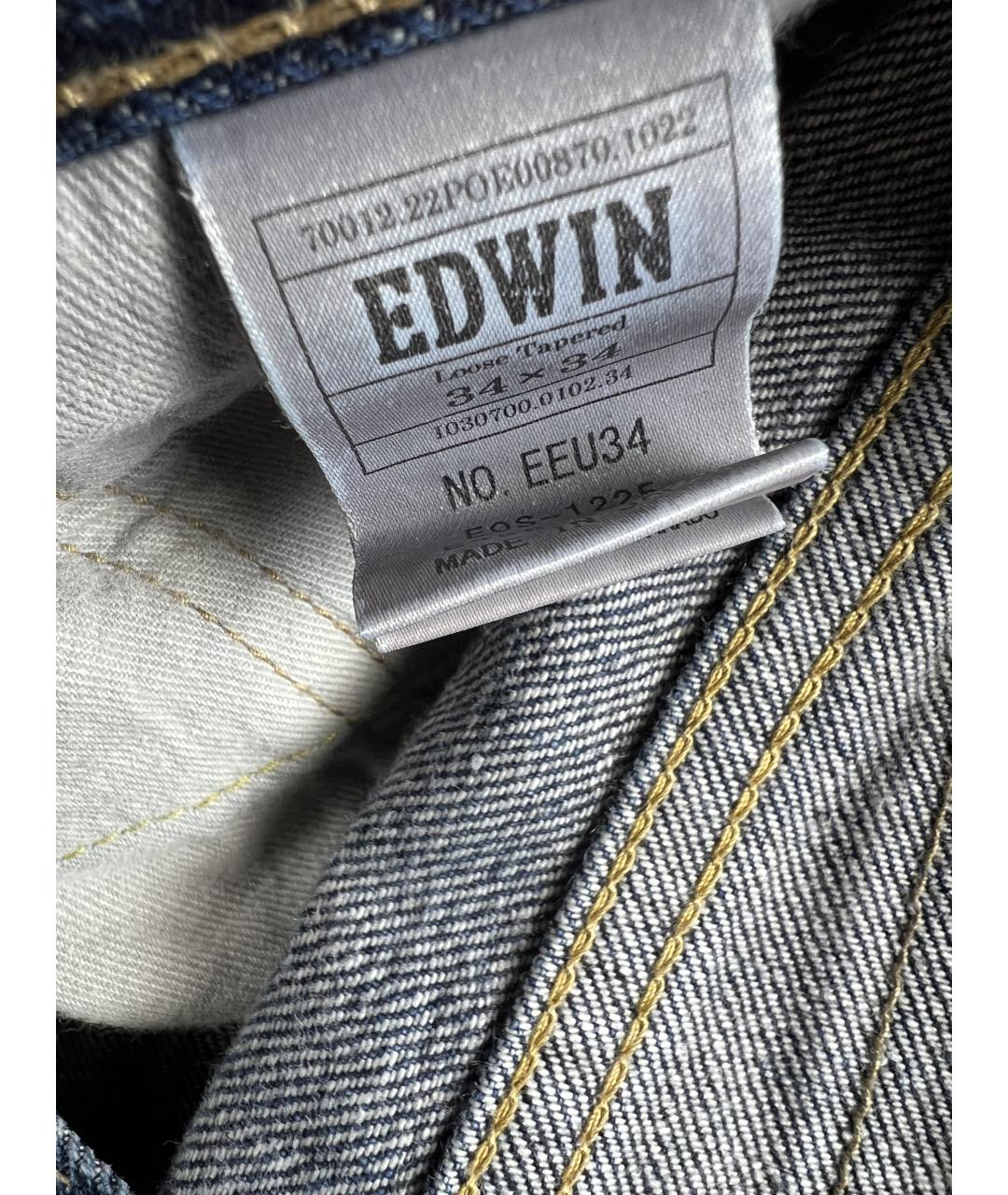 EDWIN Синие хлопковые прямые джинсы, фото 4