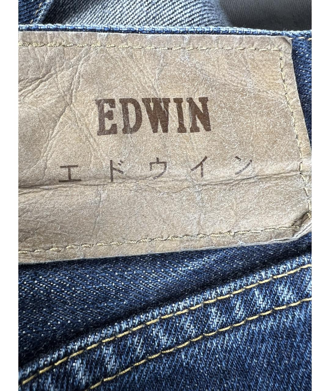 EDWIN Синие хлопковые прямые джинсы, фото 3