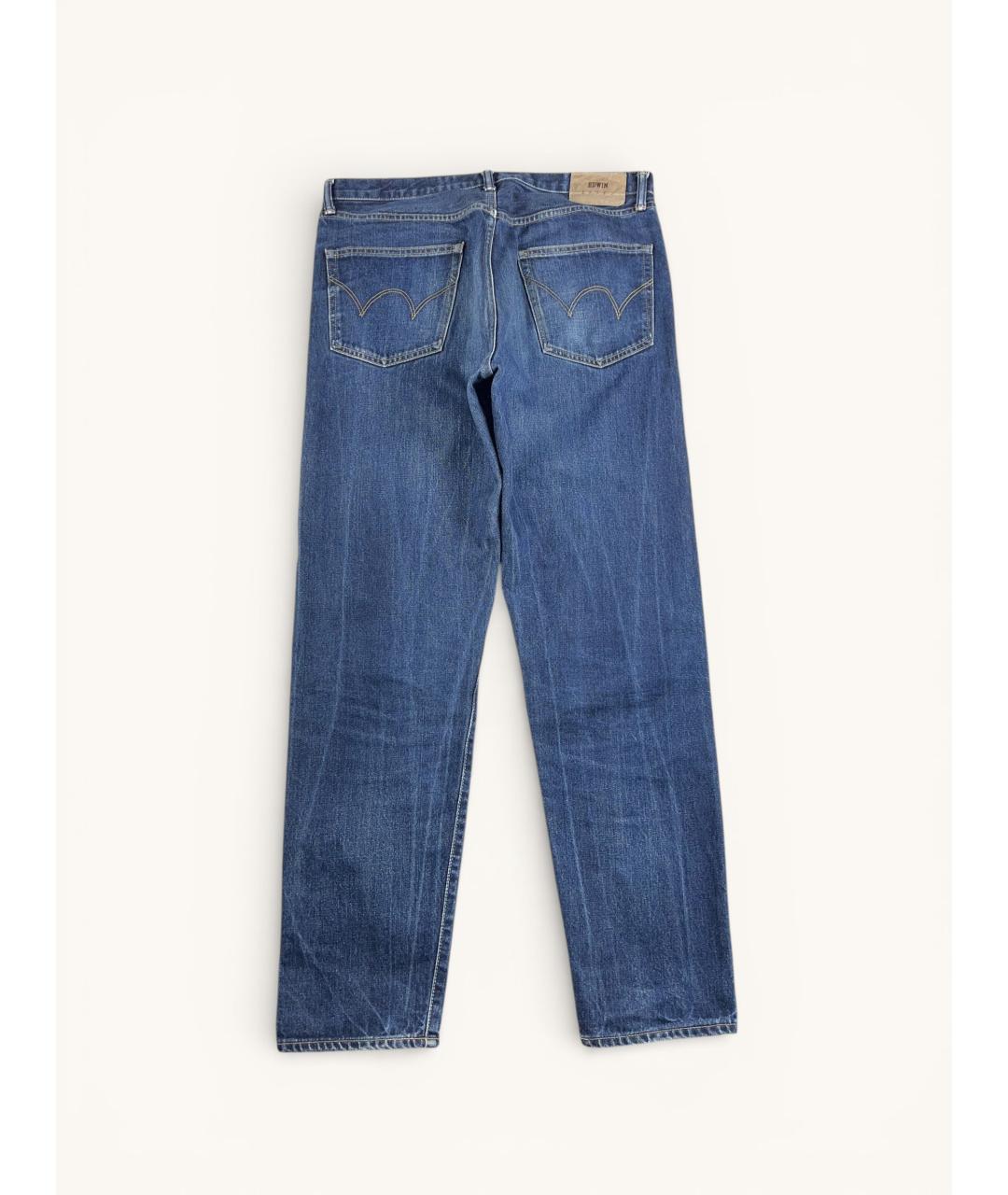 EDWIN Синие хлопковые прямые джинсы, фото 2