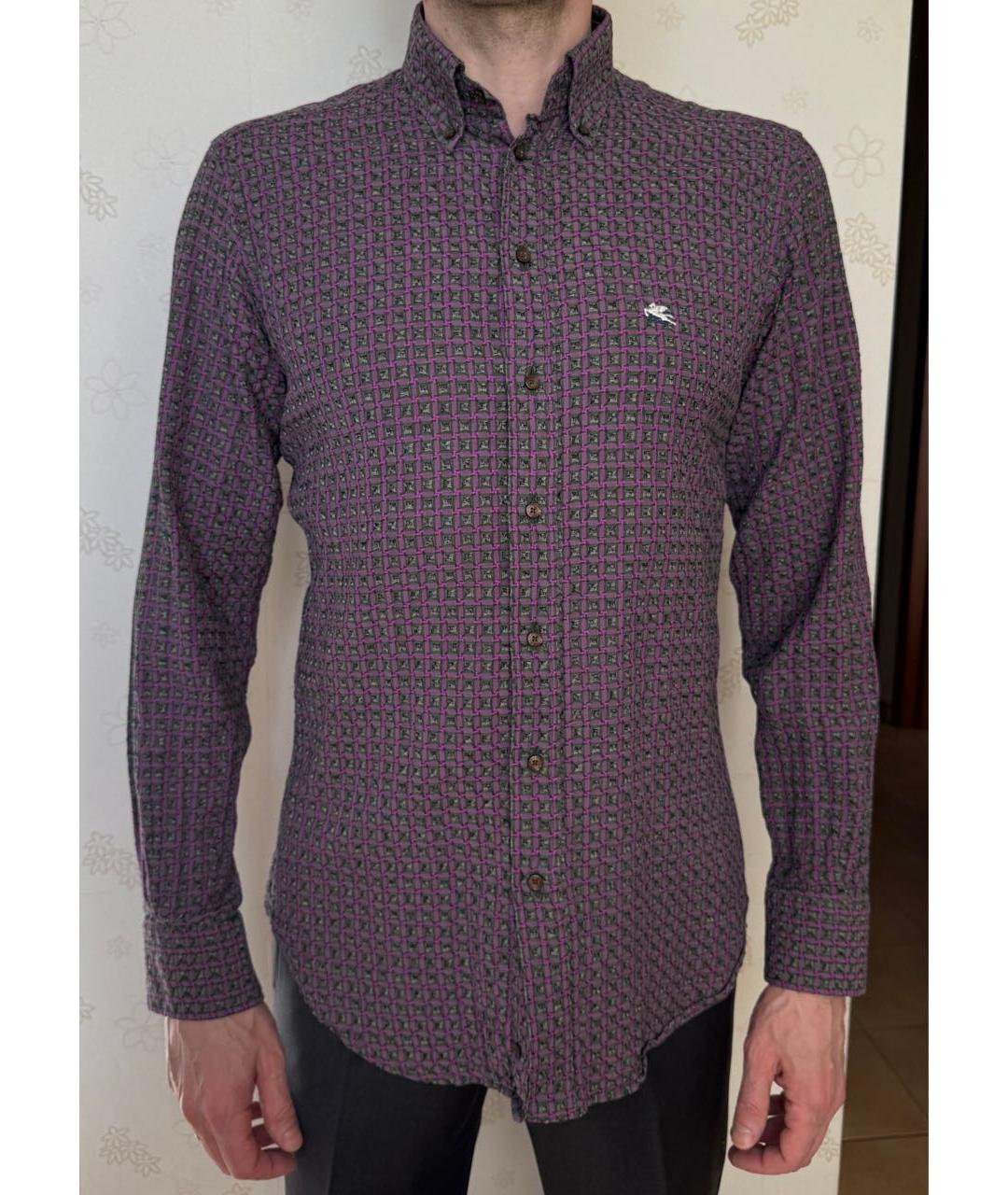 ETRO Фиолетовая хлопко-шелковая классическая рубашка, фото 5