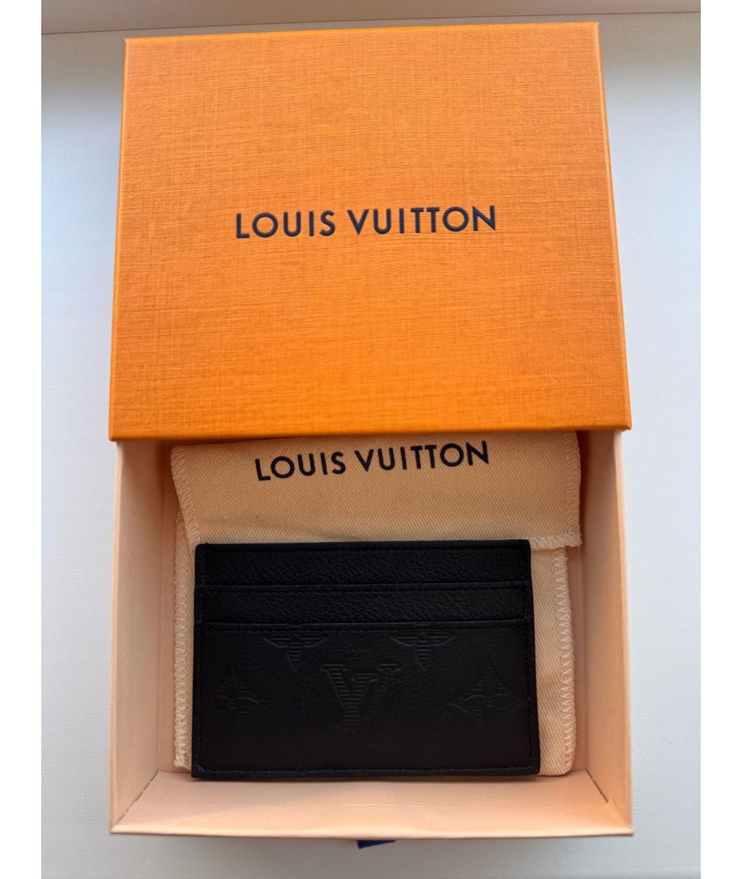 LOUIS VUITTON Черный кожаный кардхолдер, фото 2