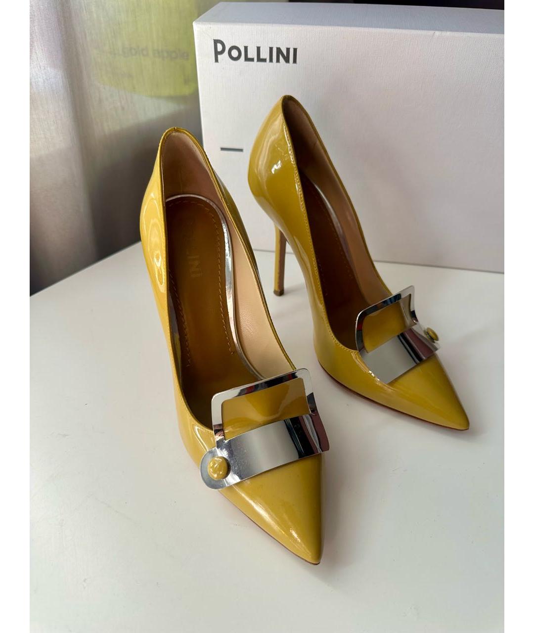 POLLINI Горчичные туфли из лакированной кожи, фото 5