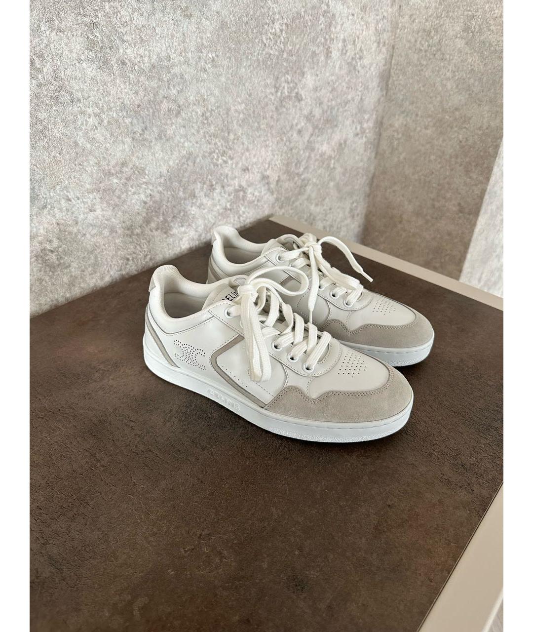 CELINE Белые кожаные кеды, фото 6