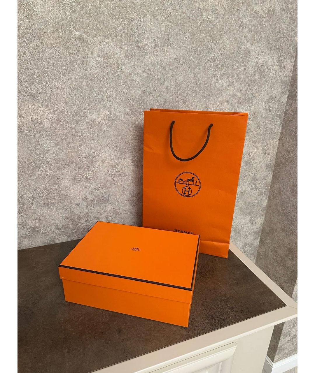 HERMES Оранжевое замшевые шлепанцы, фото 8