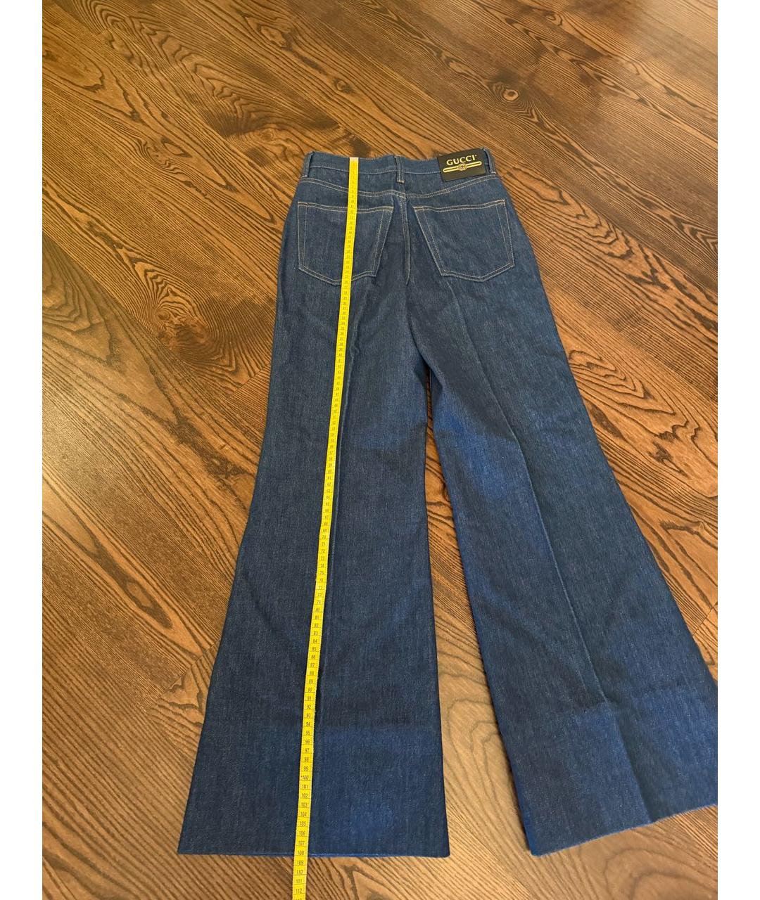 GUCCI Темно-синие хлопковые джинсы клеш, фото 8
