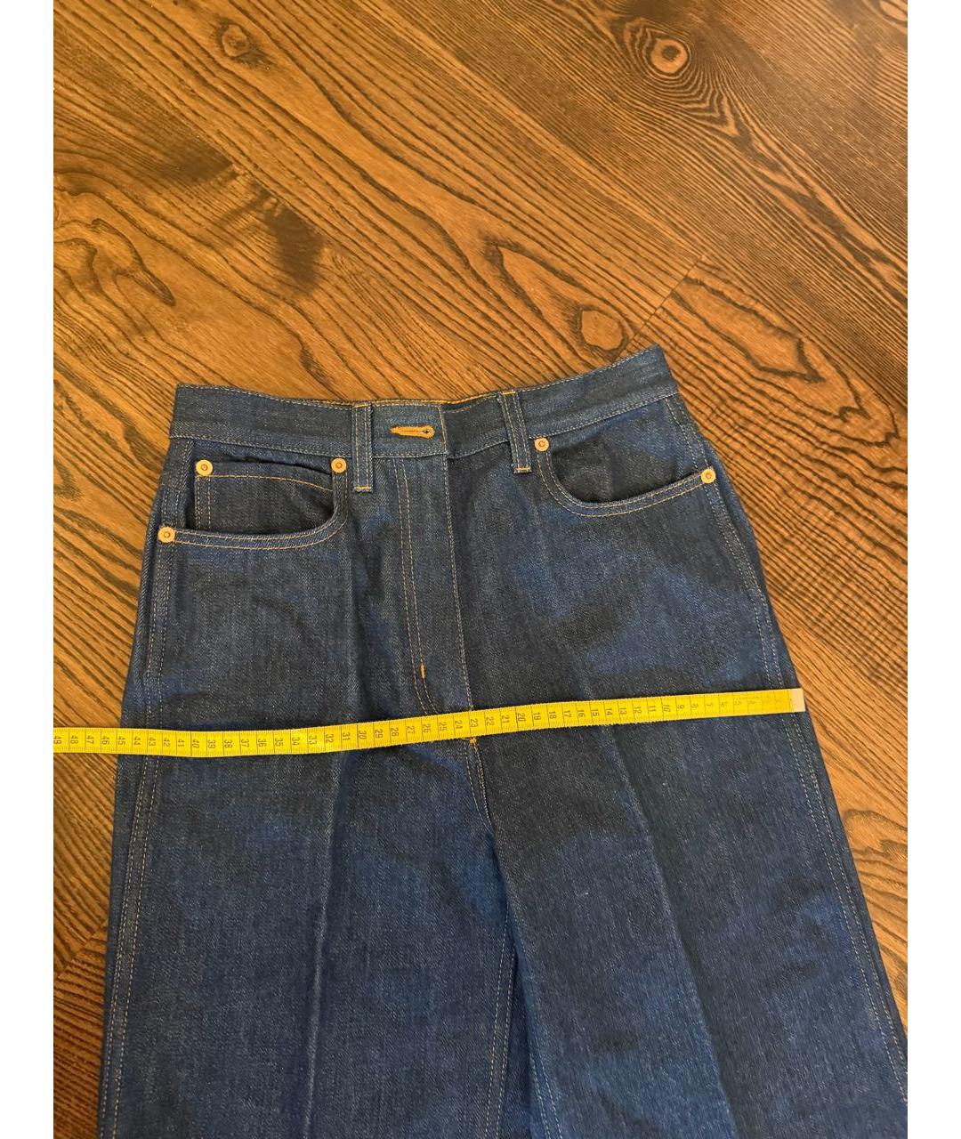 GUCCI Темно-синие хлопковые джинсы клеш, фото 7