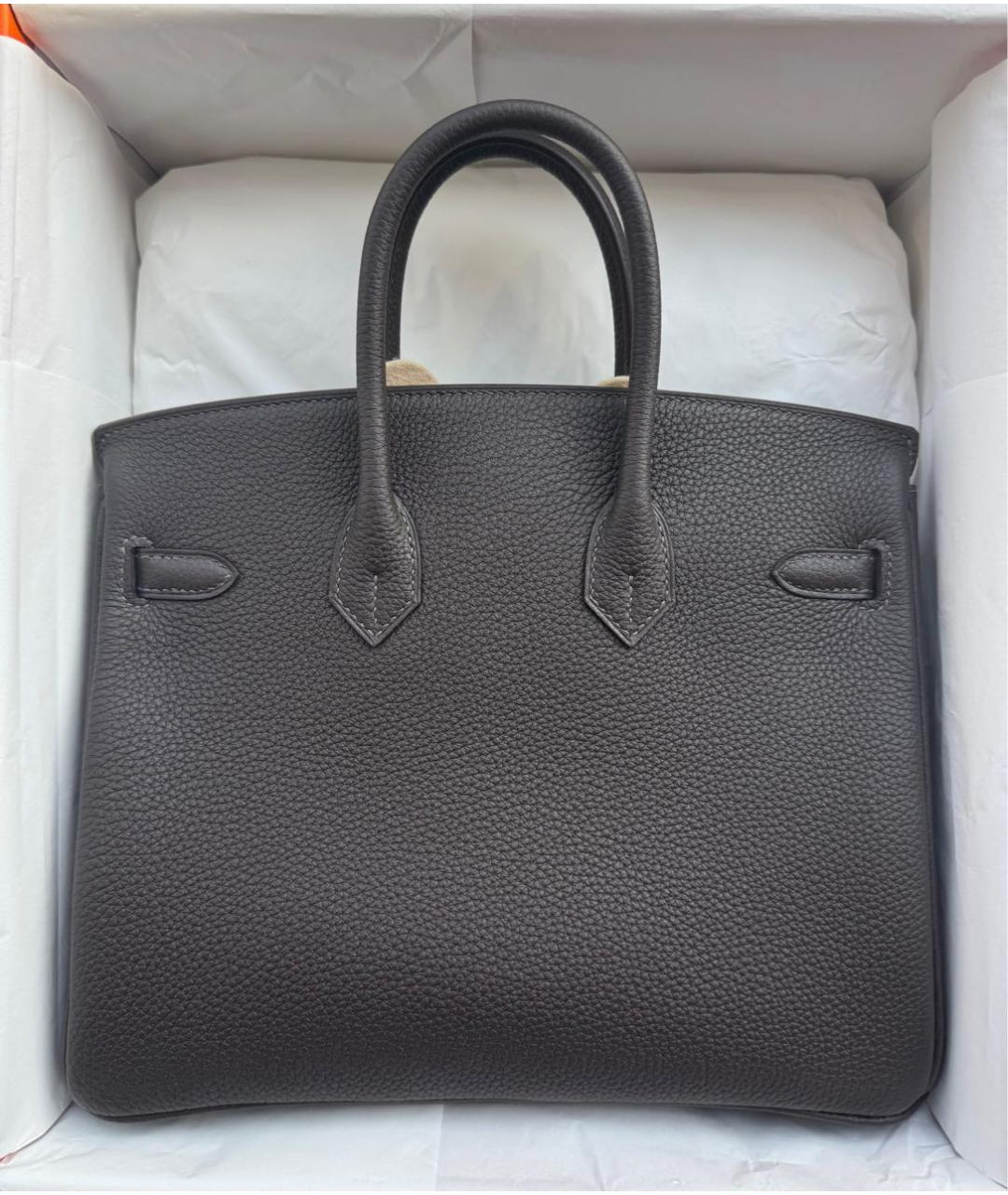 HERMES Коричневая кожаная сумка с короткими ручками, фото 3