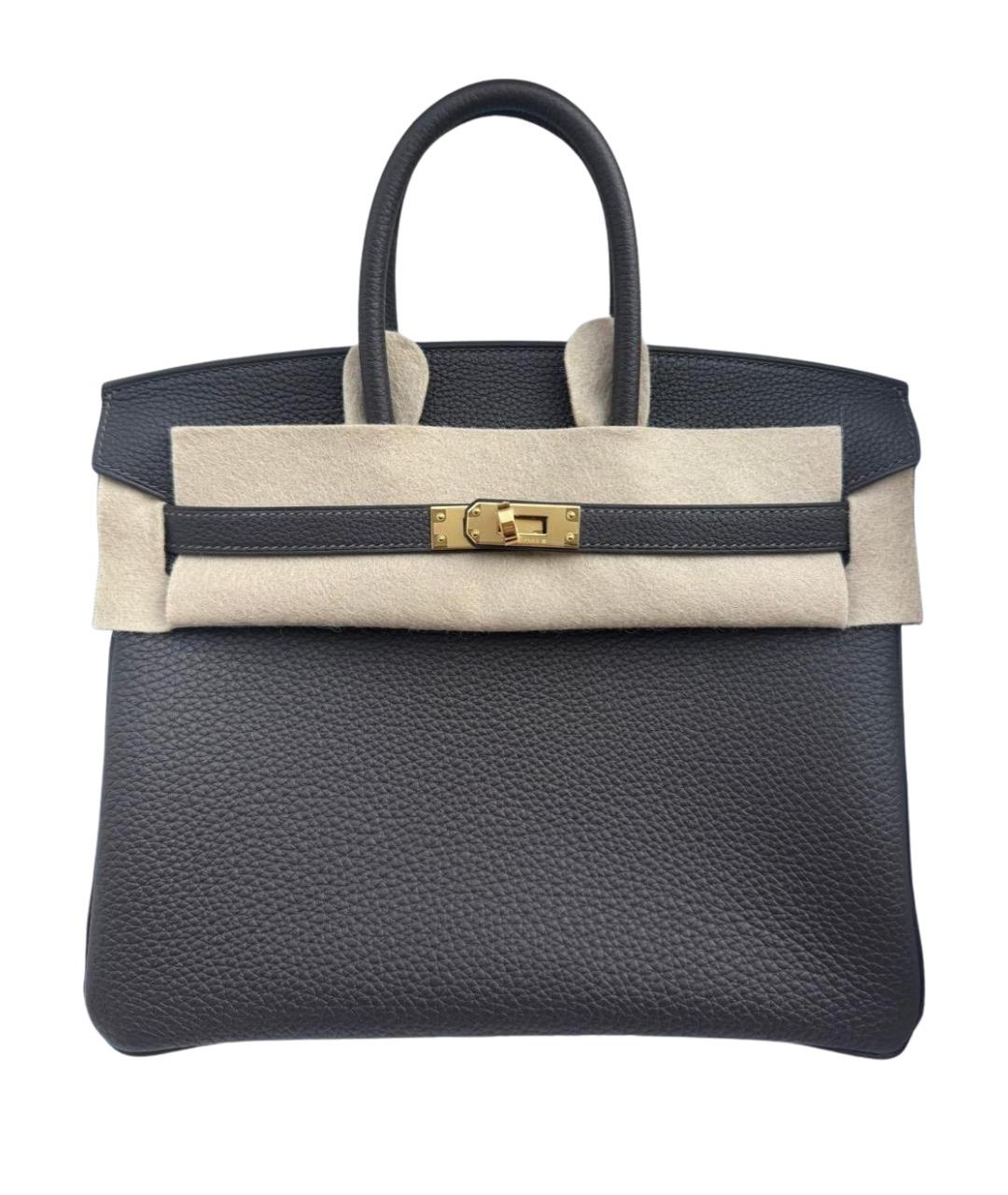 HERMES Коричневая кожаная сумка с короткими ручками, фото 1