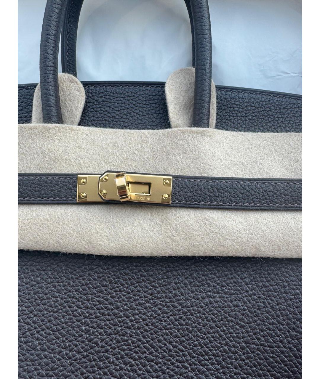 HERMES Коричневая кожаная сумка с короткими ручками, фото 2