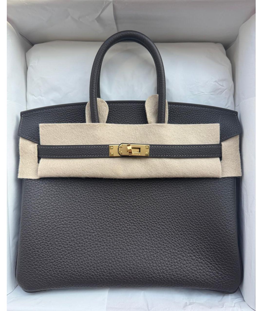 HERMES Коричневая кожаная сумка с короткими ручками, фото 4