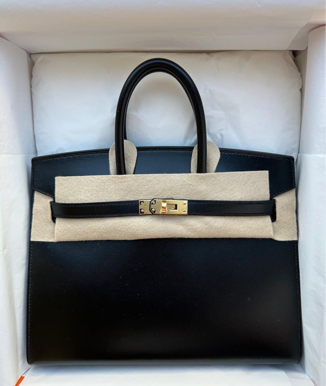 HERMES Черная кожаная сумка с короткими ручками, фото 4