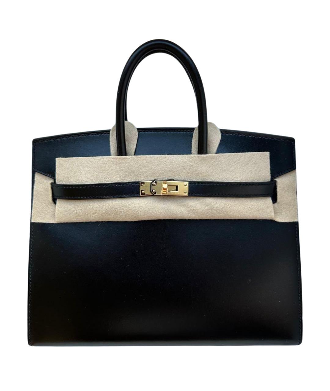 HERMES Черная кожаная сумка с короткими ручками, фото 1