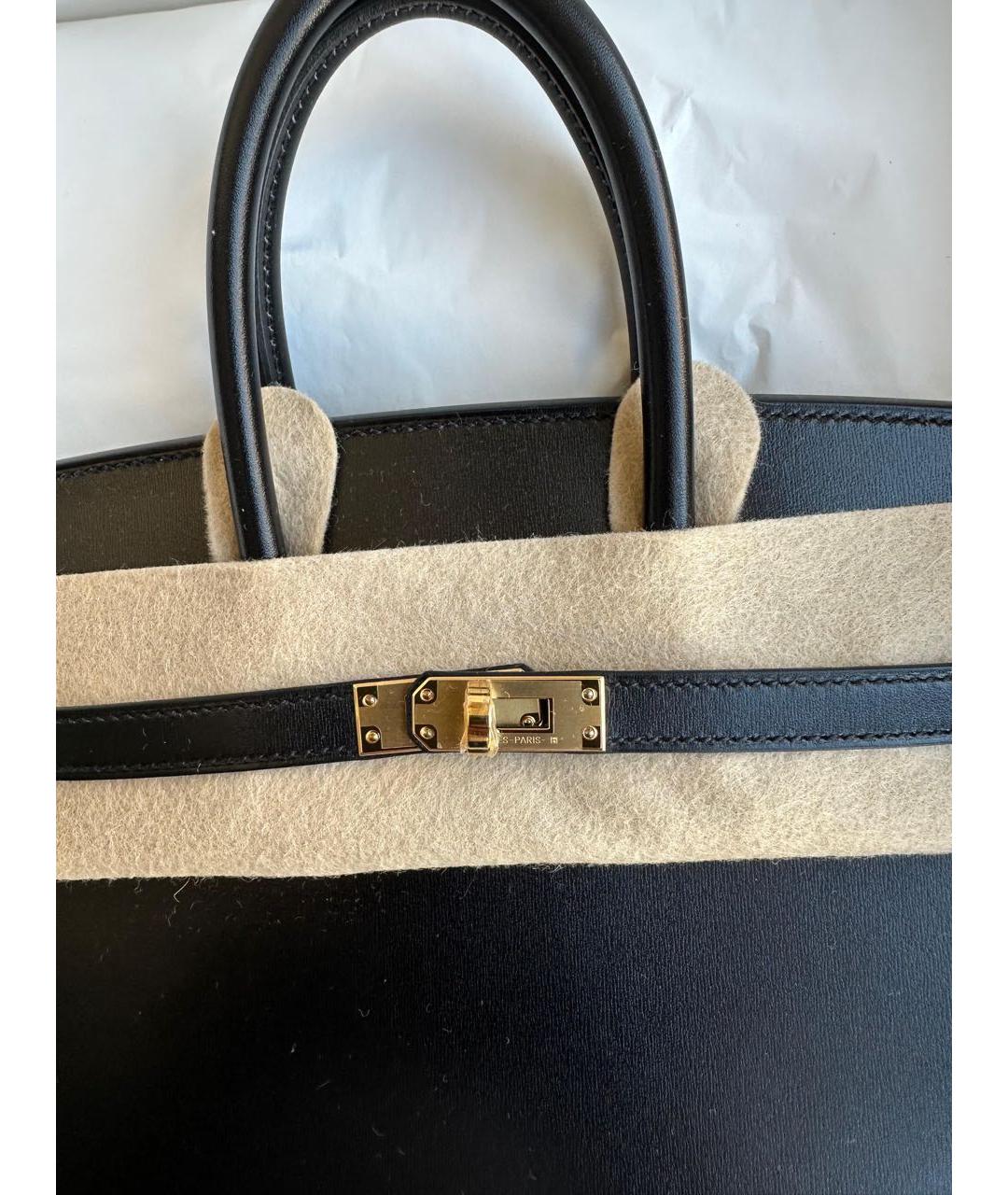 HERMES Черная кожаная сумка с короткими ручками, фото 2