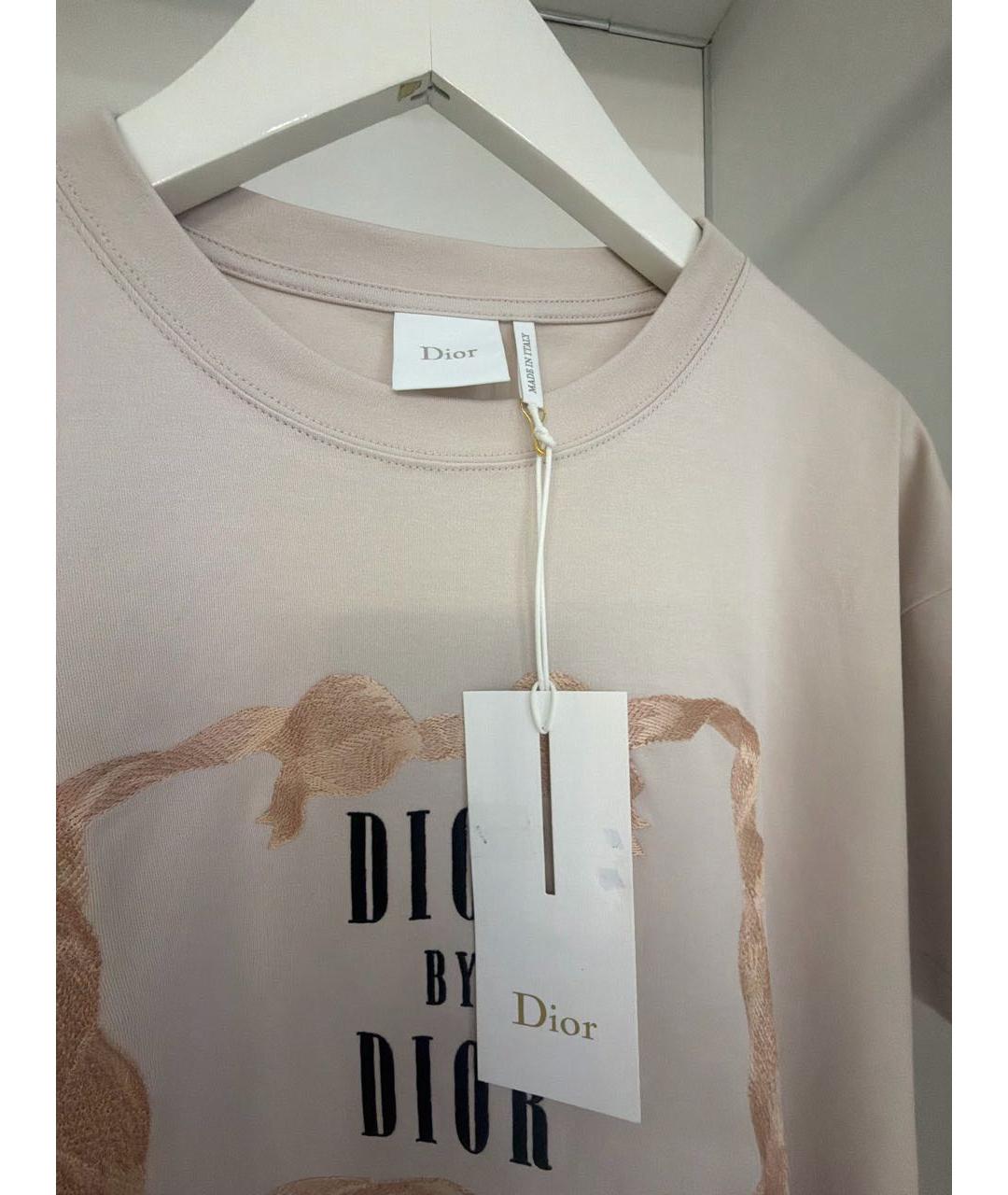 CHRISTIAN DIOR Бежевая хлопковая футболка, фото 3