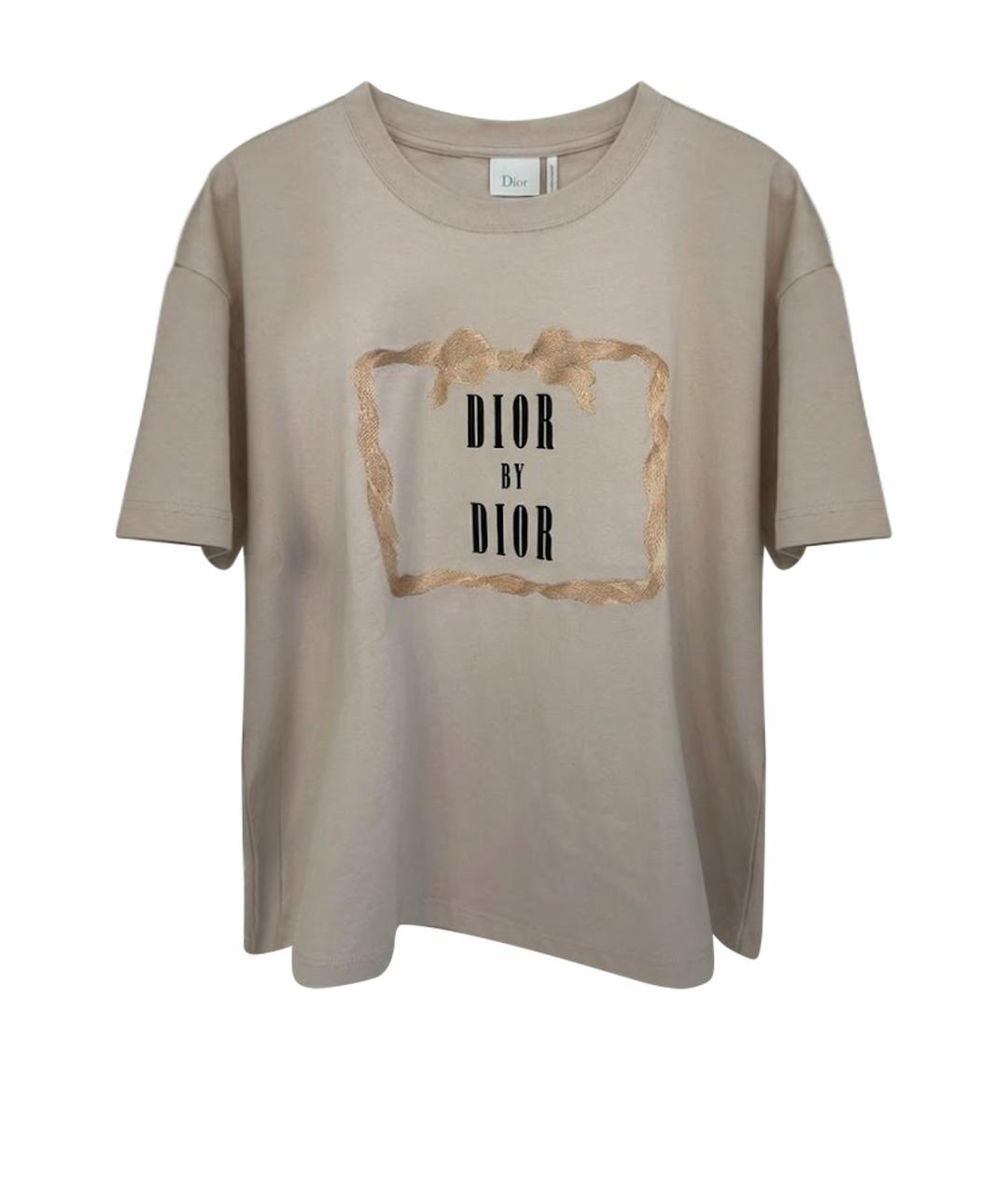 CHRISTIAN DIOR Бежевая хлопковая футболка, фото 1