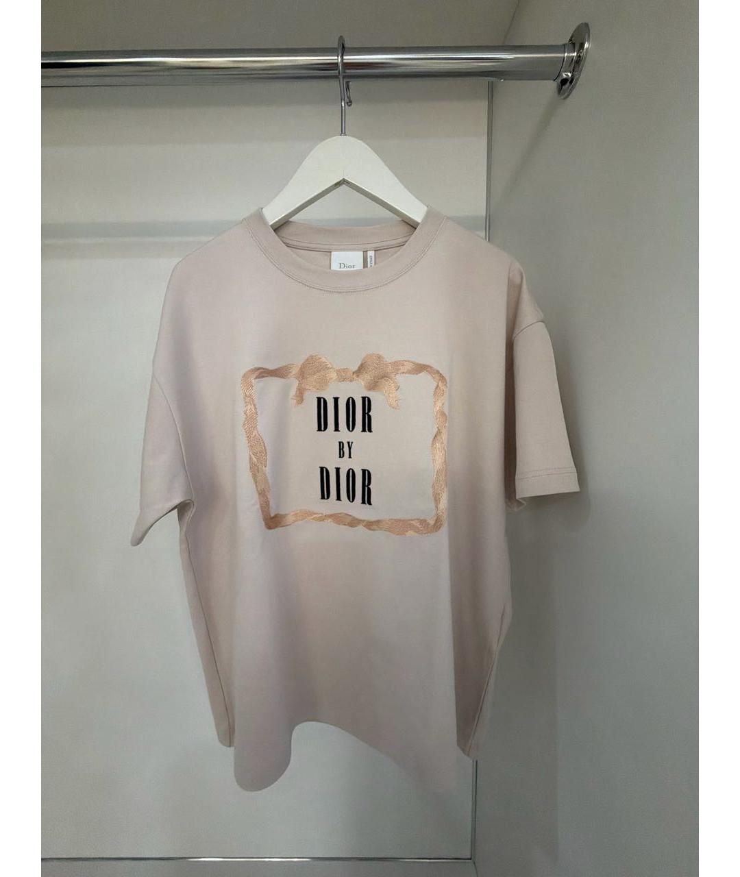 CHRISTIAN DIOR Бежевая хлопковая футболка, фото 7
