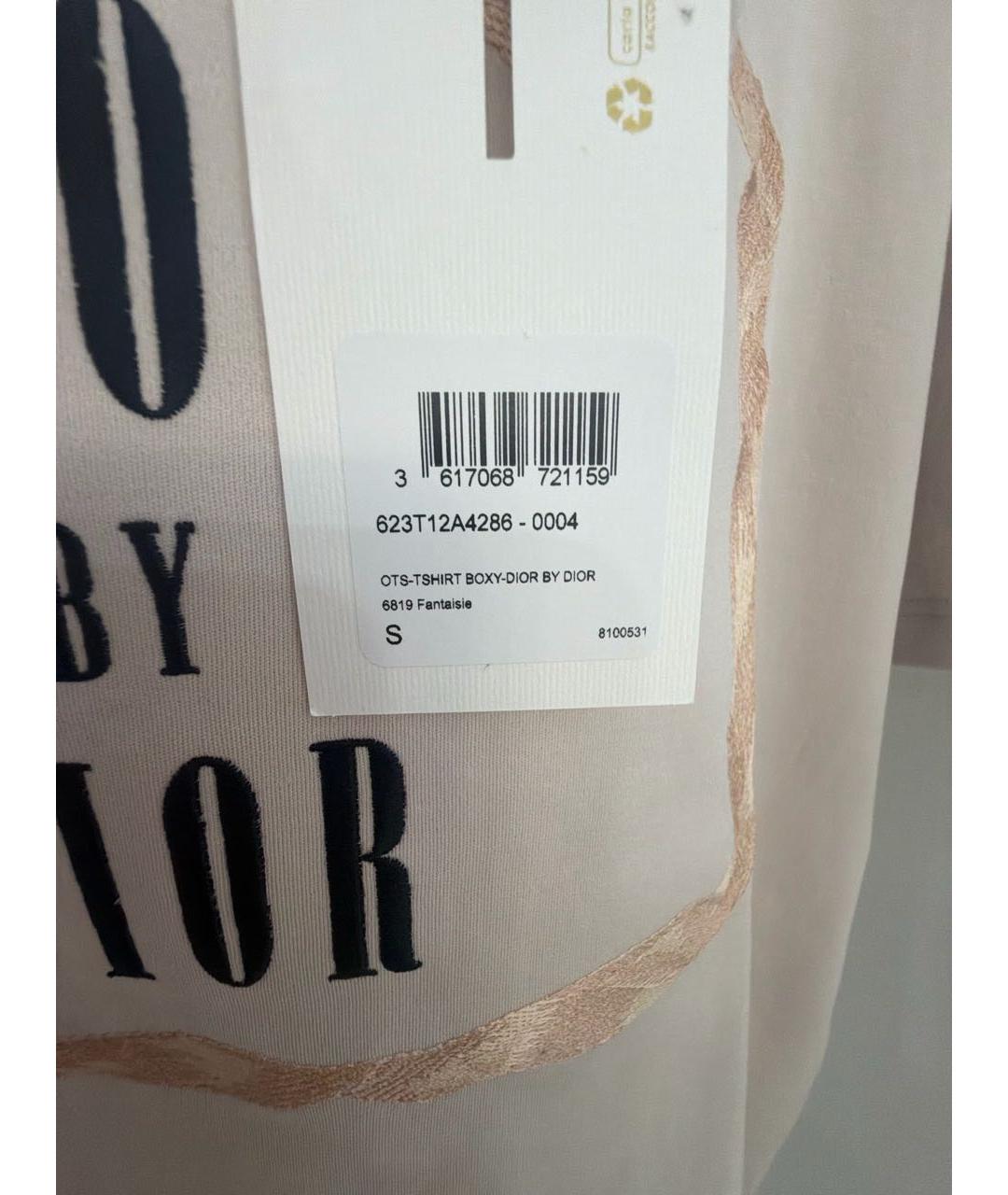 CHRISTIAN DIOR Бежевая хлопковая футболка, фото 5