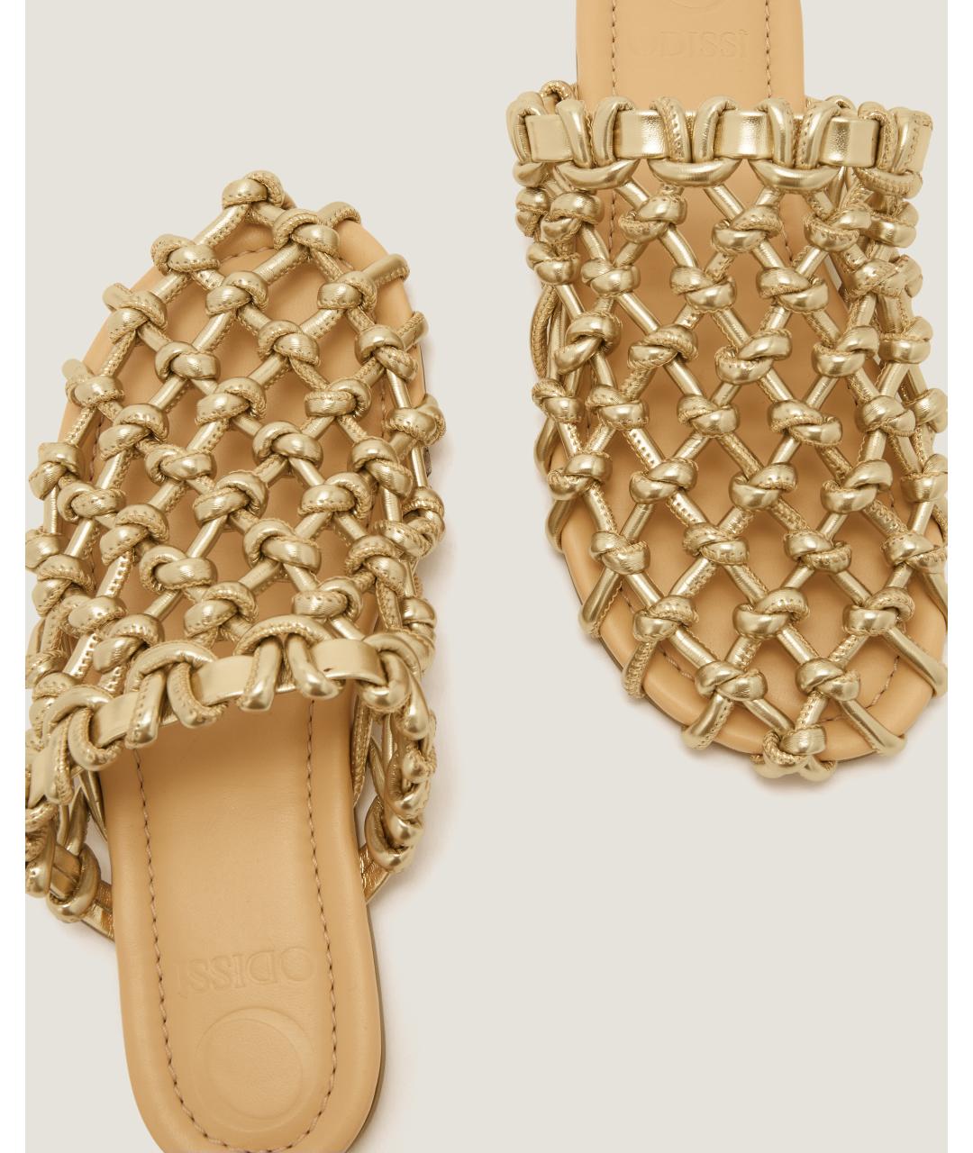 Odissì Золотые шлепанцы из искусственной кожи, фото 3