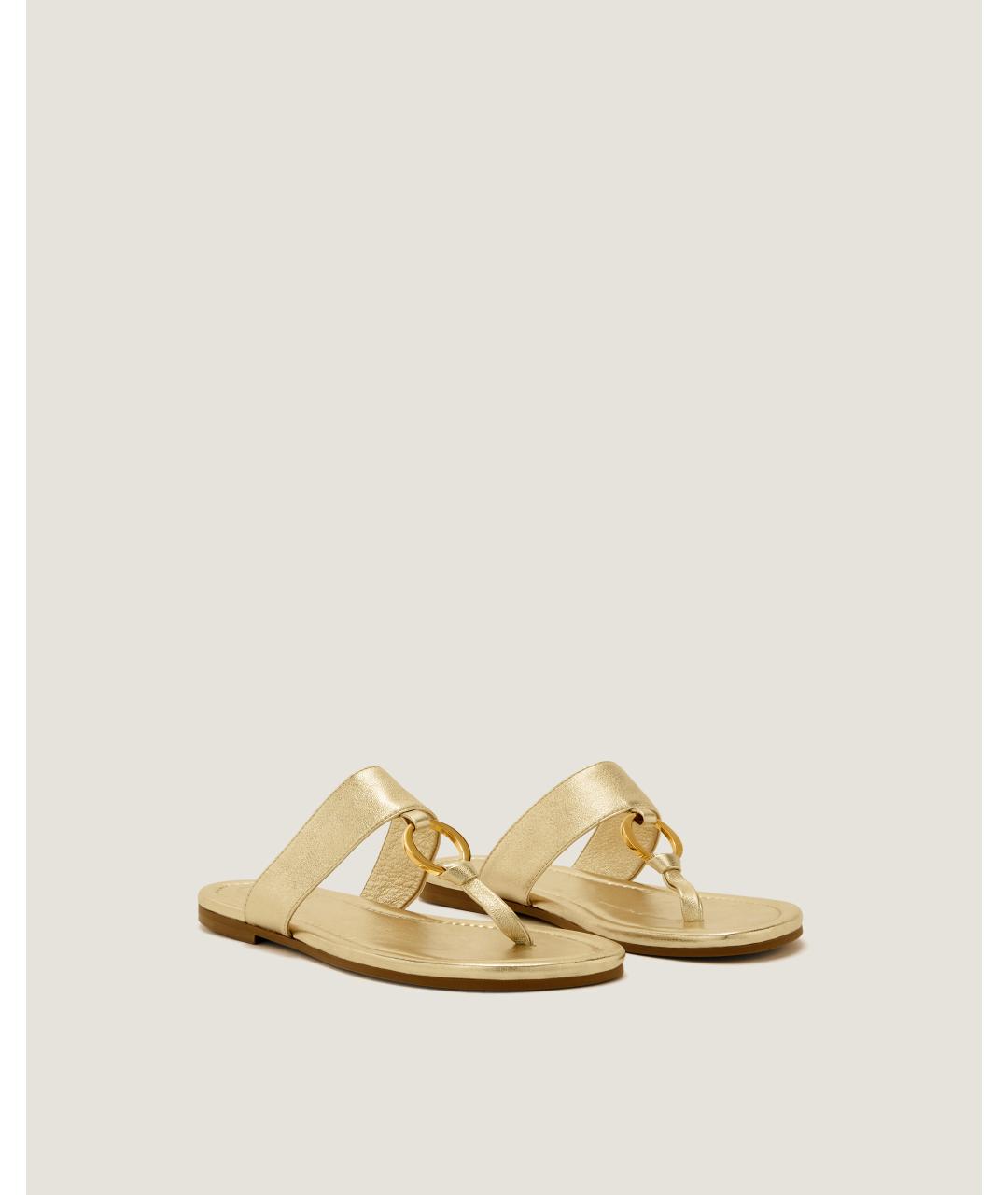 Odissì Золотые кожаные шлепанцы, фото 2