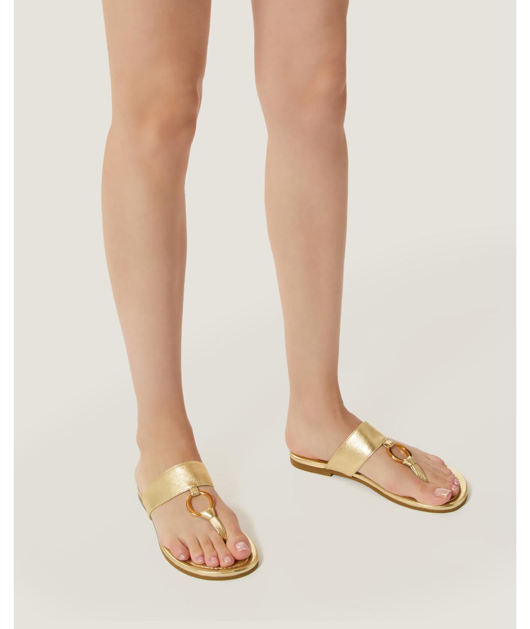 Odissì Золотые кожаные шлепанцы, фото 5