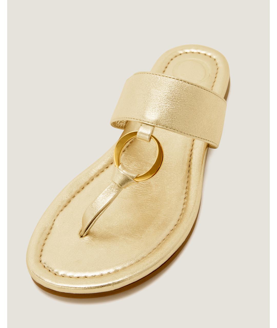 Odissì Золотые кожаные шлепанцы, фото 3
