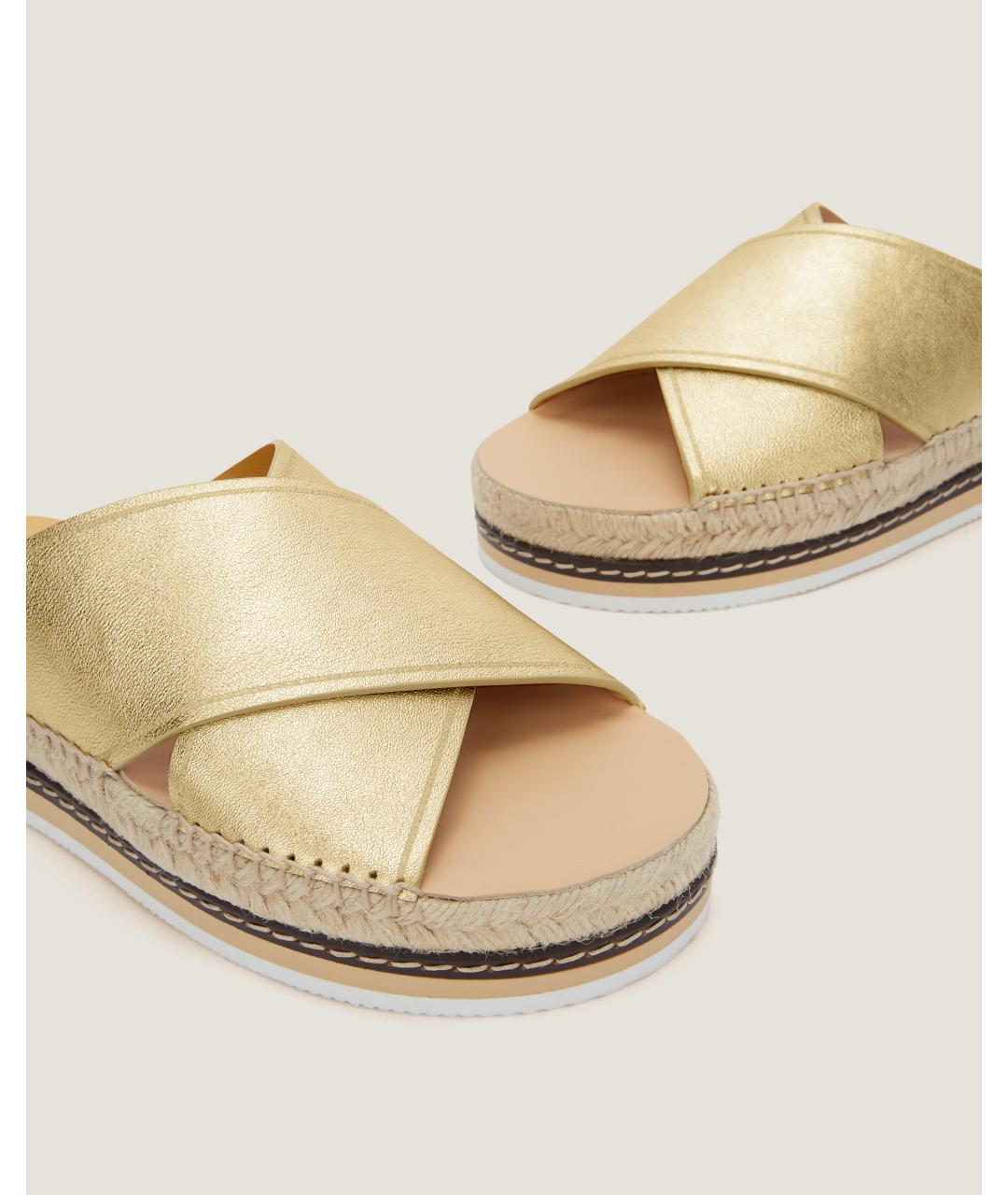 Odissì Золотые кожаные шлепанцы, фото 3