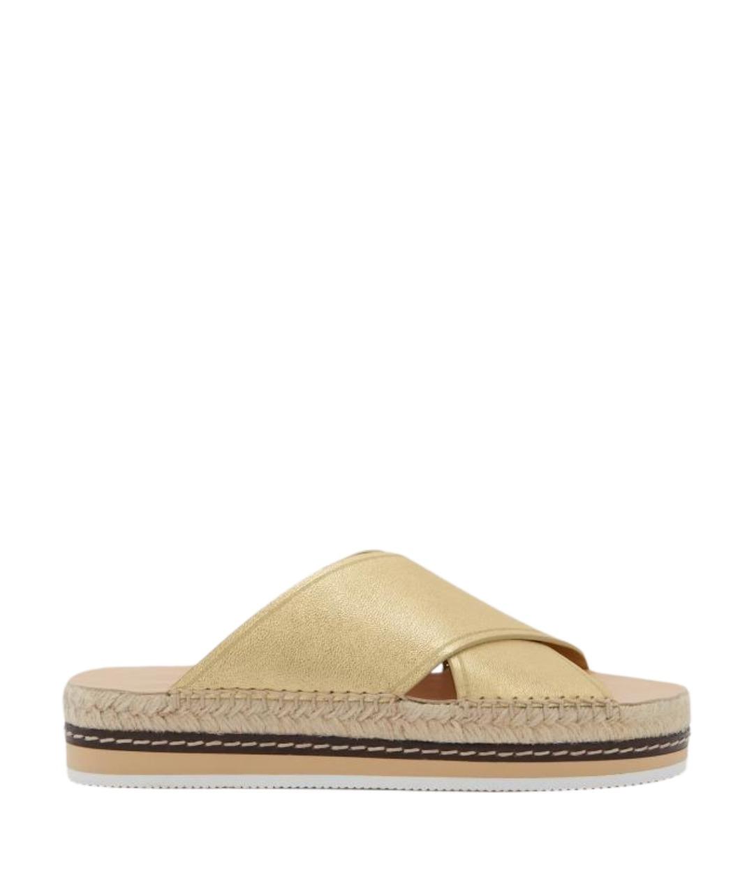 Odissì Золотые кожаные шлепанцы, фото 1