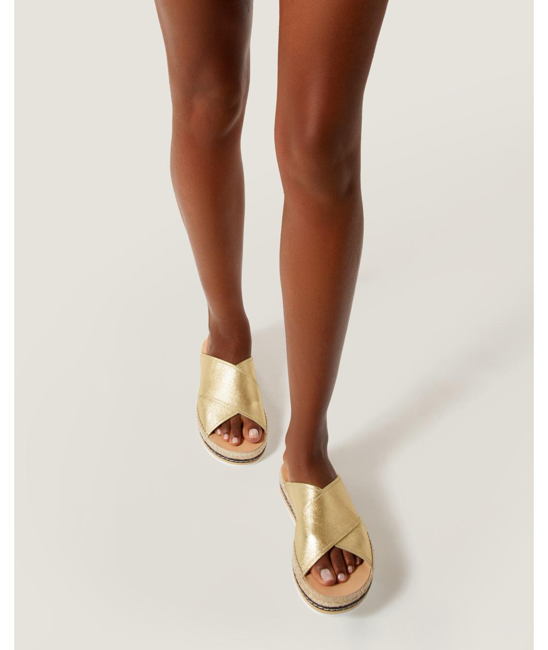 Odissì Золотые кожаные шлепанцы, фото 5