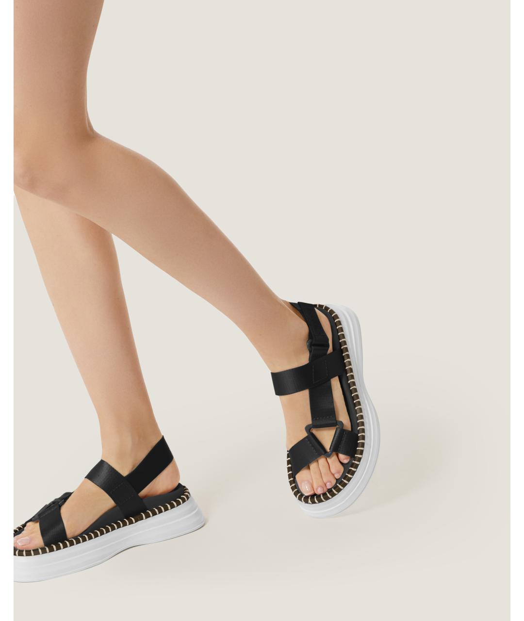 Odissì Черные текстильные сандалии, фото 5