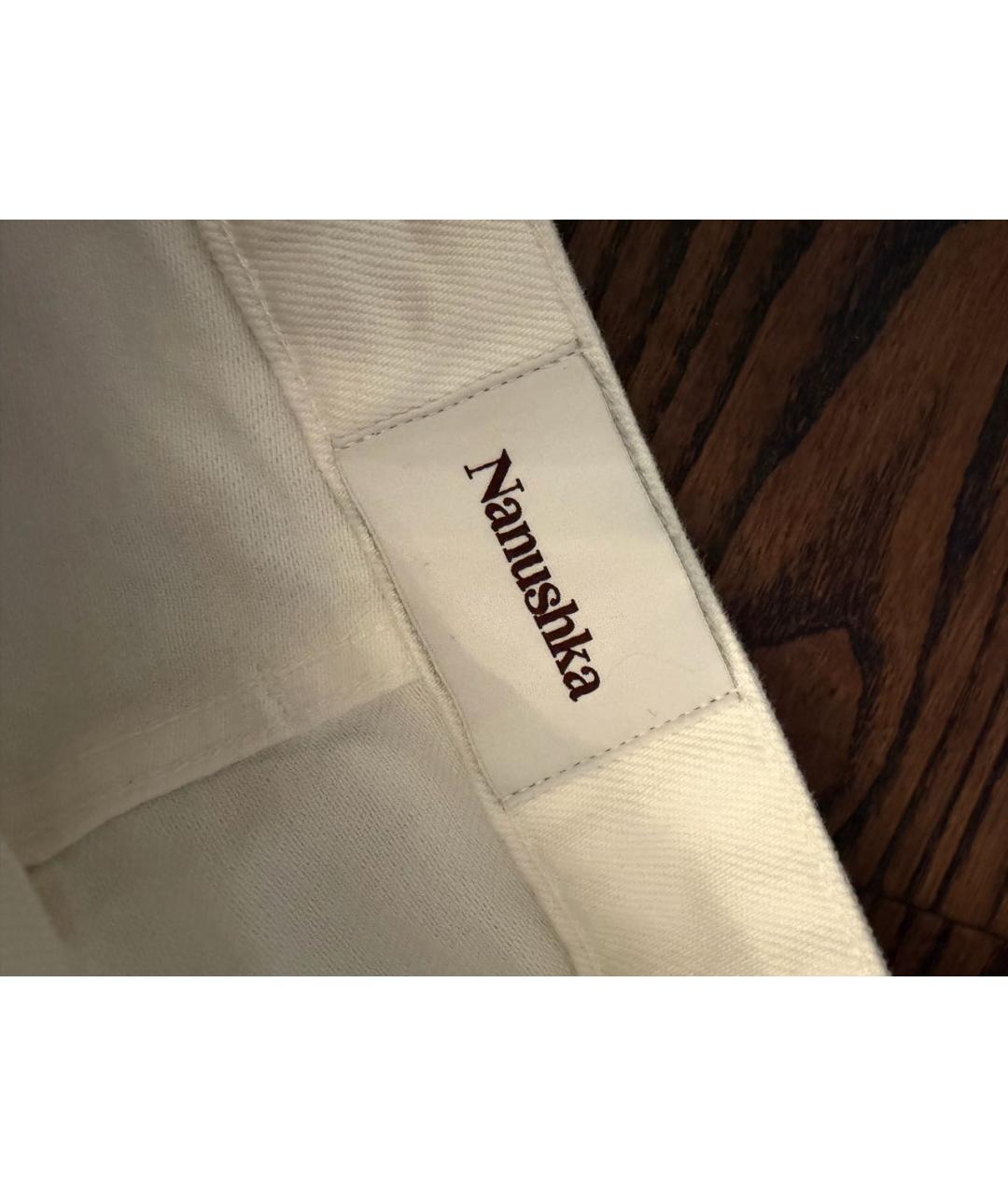 NANUSHKA Белые хлопковые прямые джинсы, фото 2