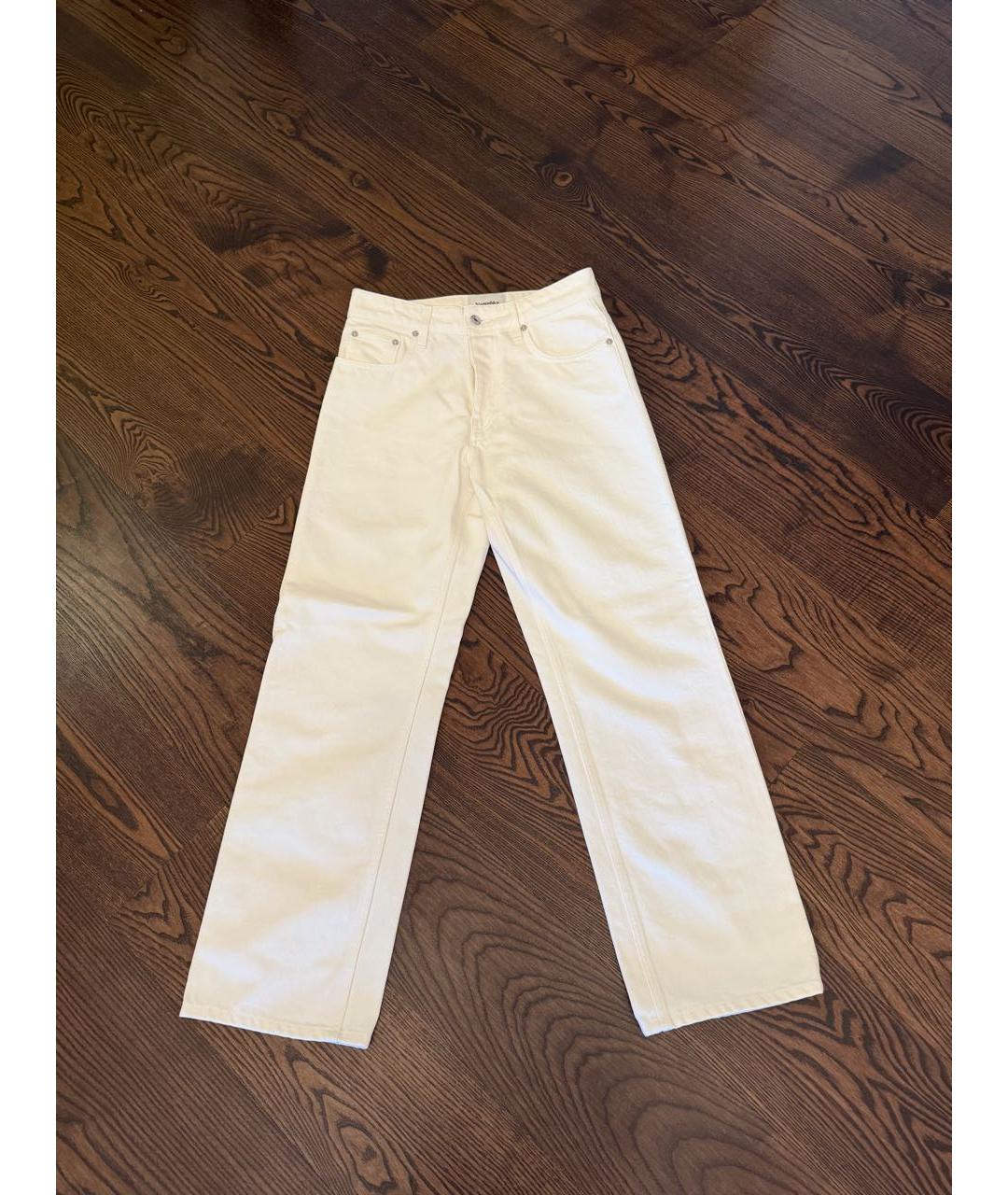 NANUSHKA Белые хлопковые прямые джинсы, фото 8